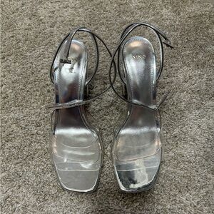 Mango Silver Platform Heels